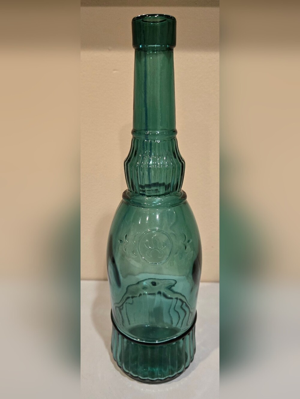 Teal Decorative Glass Bottle Vase - Home Accents